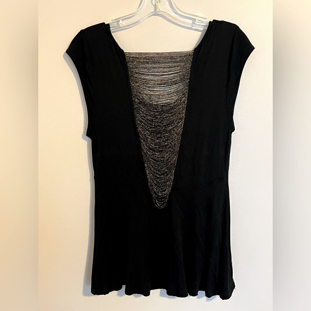 Free People cap sleeve top with black and gold back detail